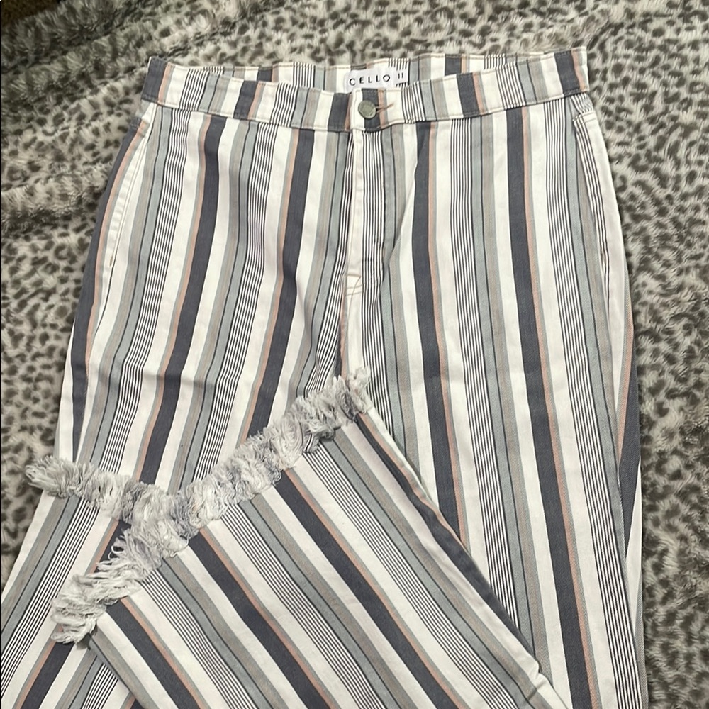 Cello Multicolor Striped Fringe Pants